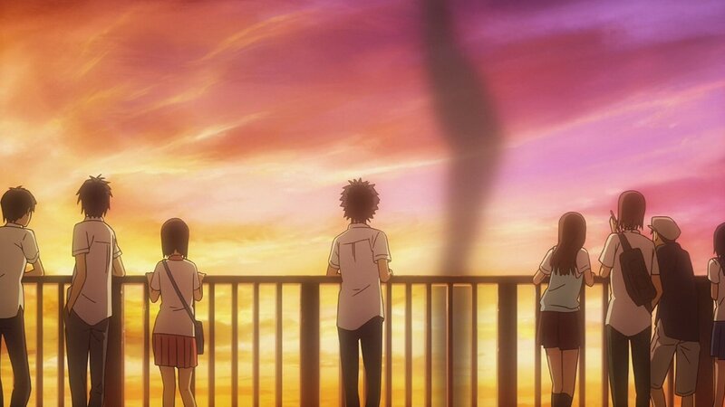 students watching sunset
