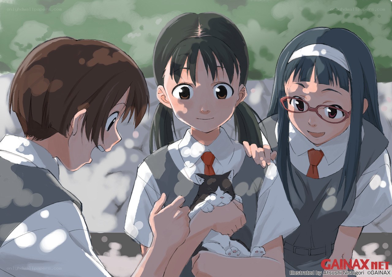 Students with a kitten