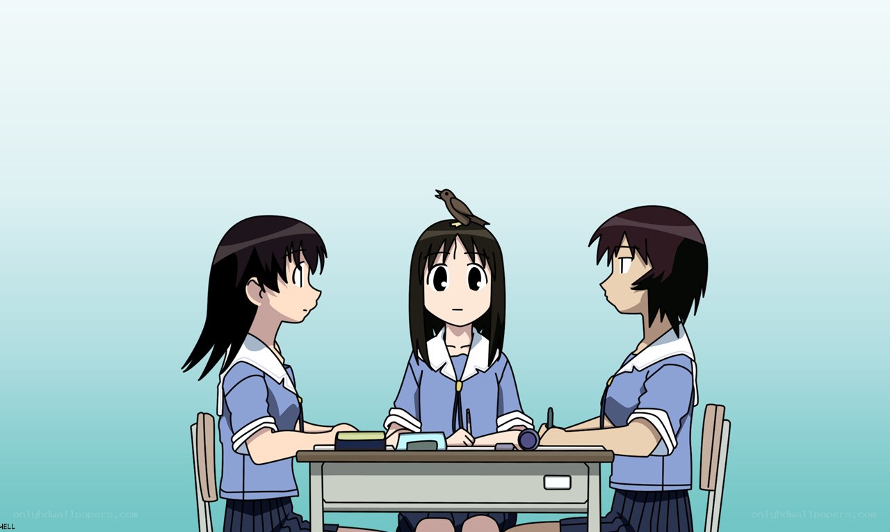 Students with bird on head