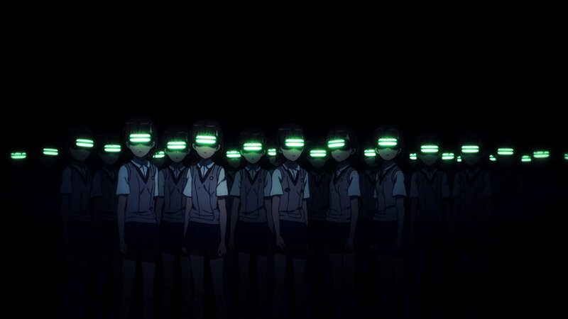 students with glowing eyes