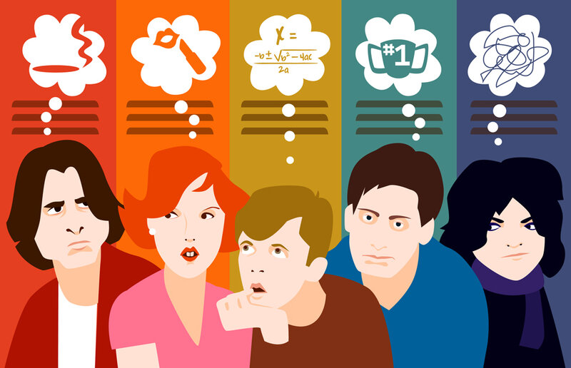 Students with thought bubbles