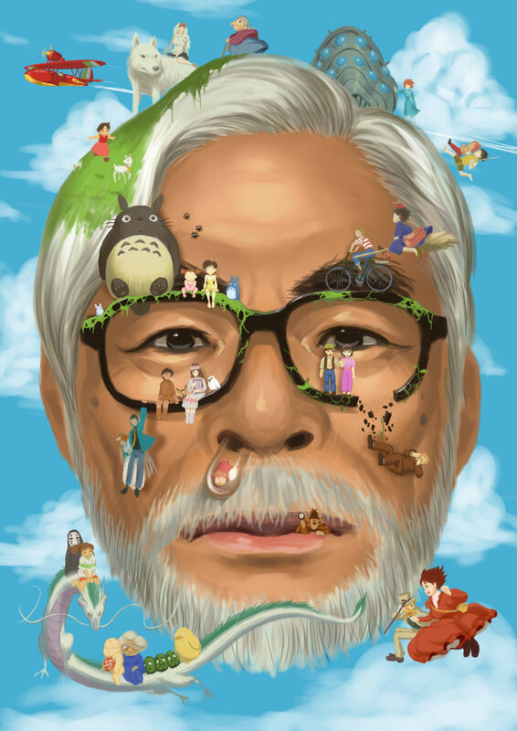 Studio Ghibli characters collage
