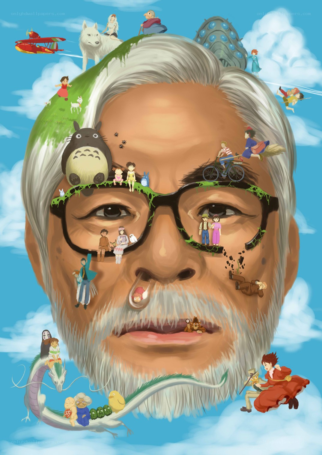 Studio Ghibli characters collage