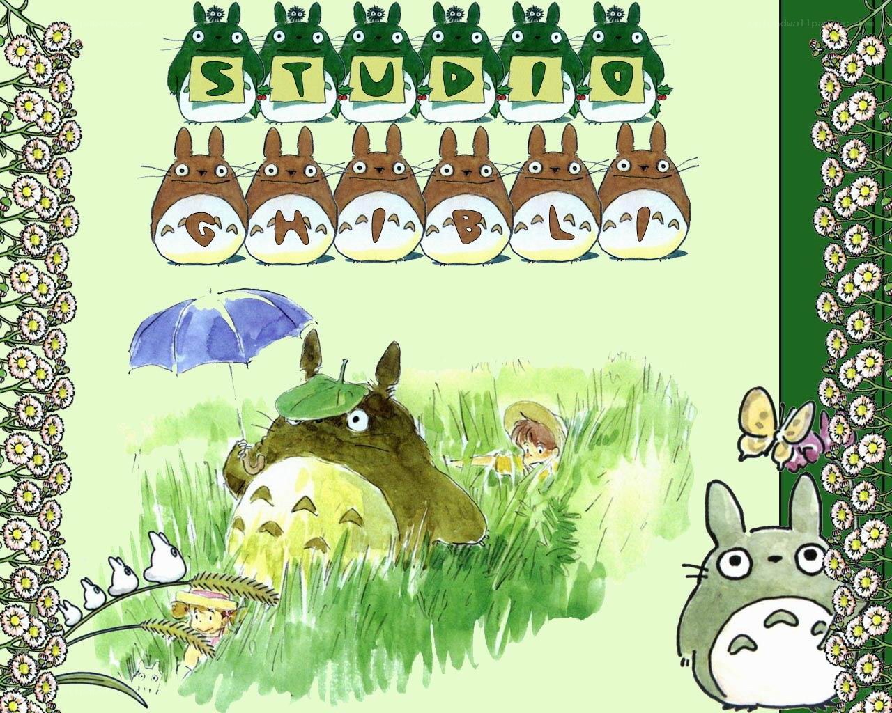 Studio Ghibli characters in a field