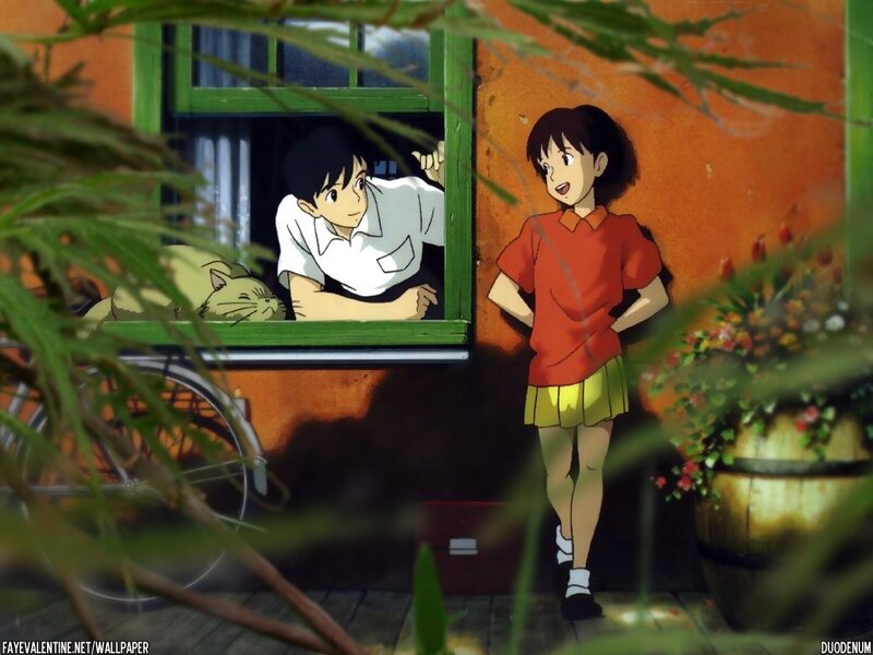 Studio Ghibli scene with boy and girl