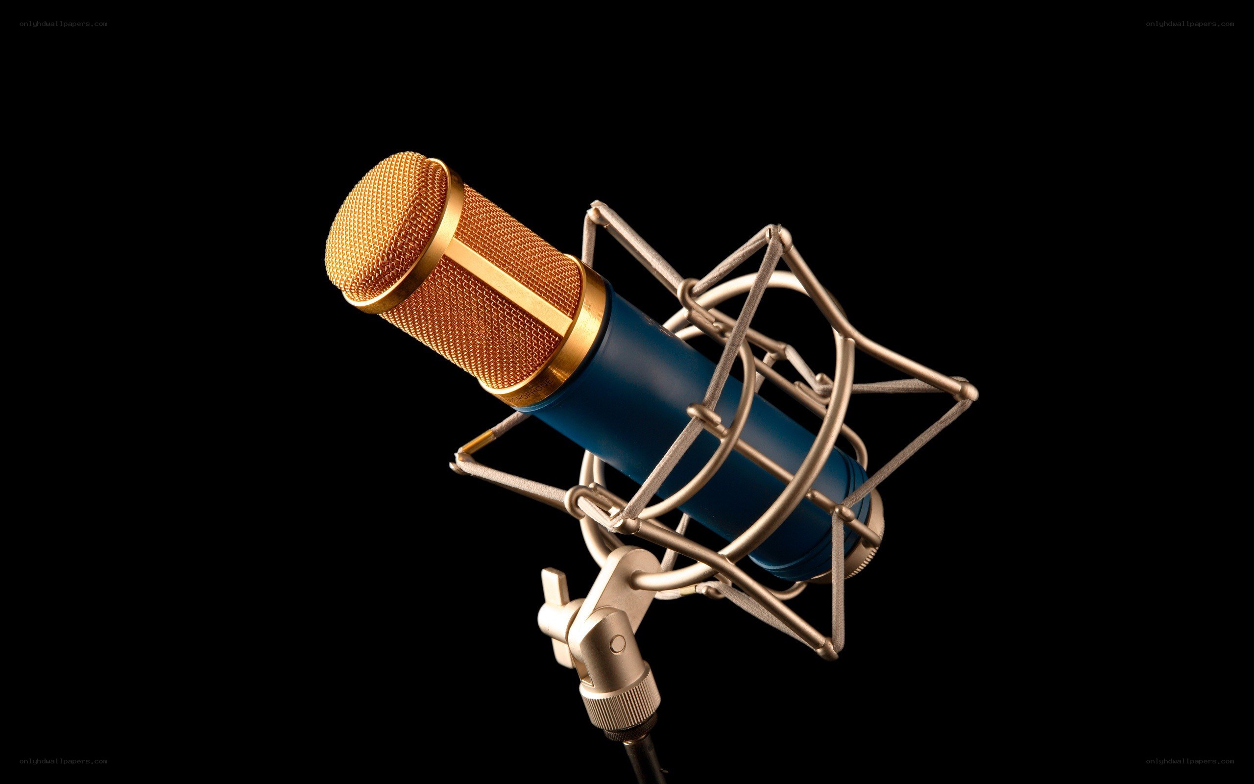 studio microphone on black background