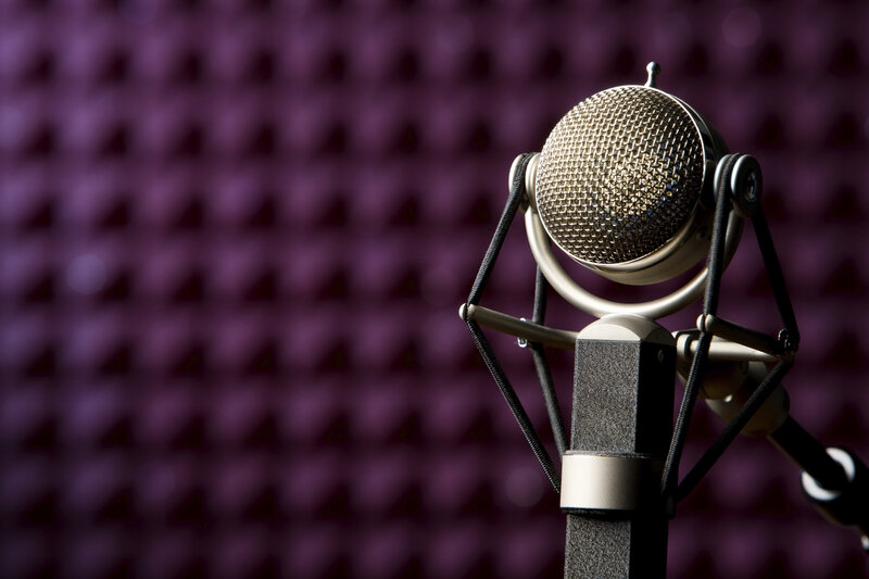 Studio microphone with acoustic foam