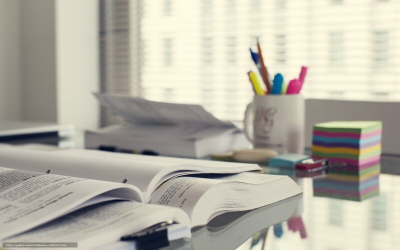 study desk with open book