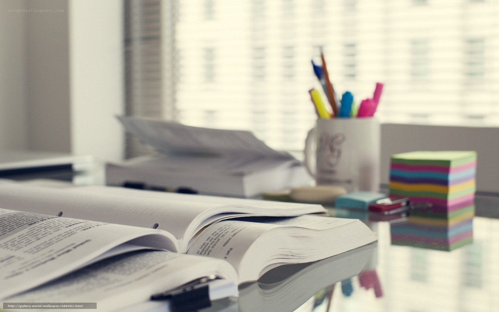 study desk with open book