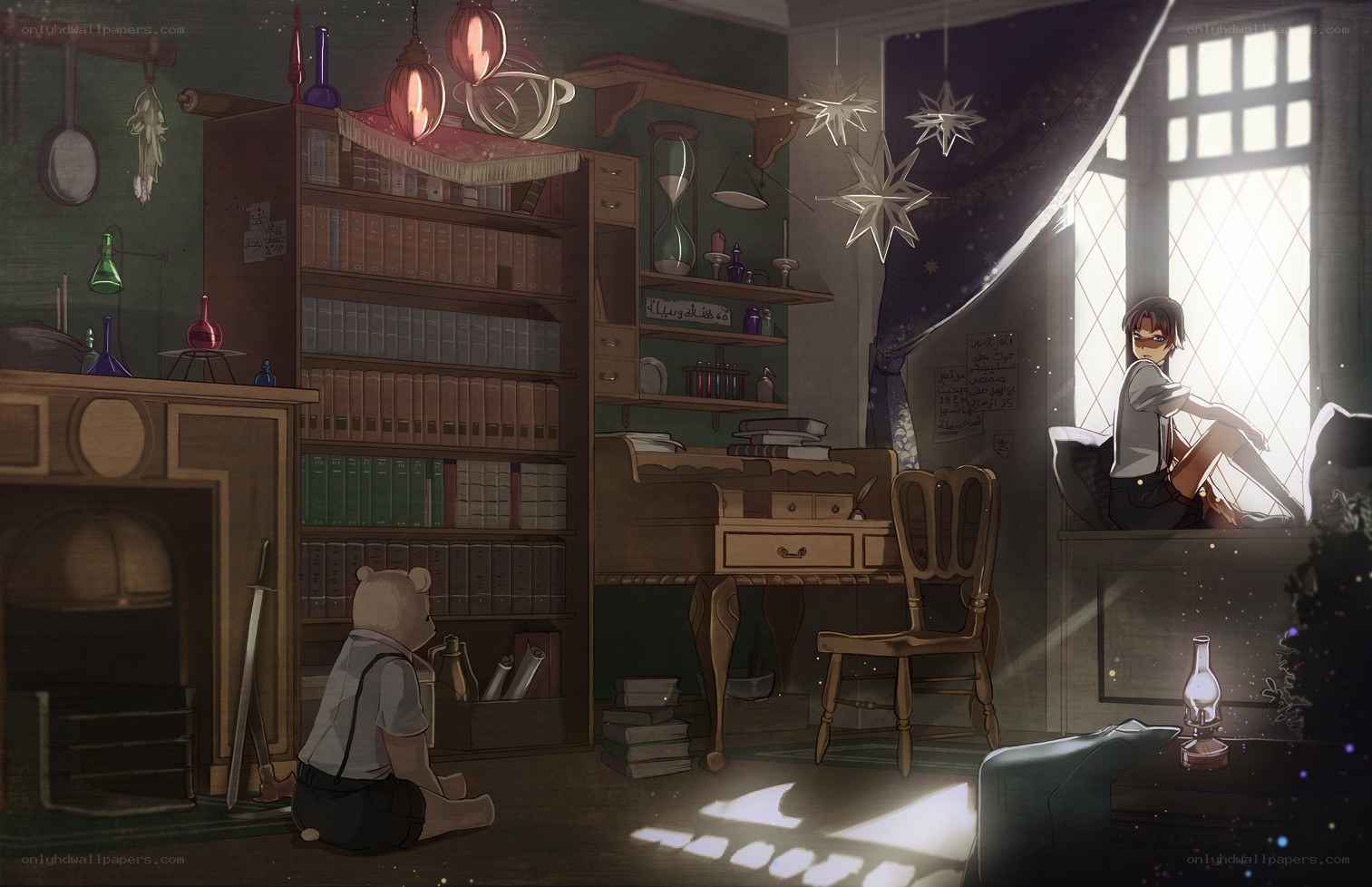 Study room with two figures