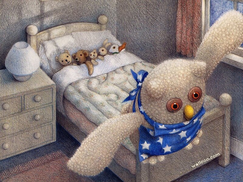 Stuffed animal bedtime scene