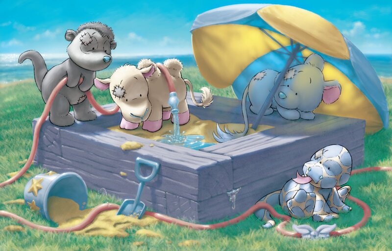 Stuffed Animals at Beach