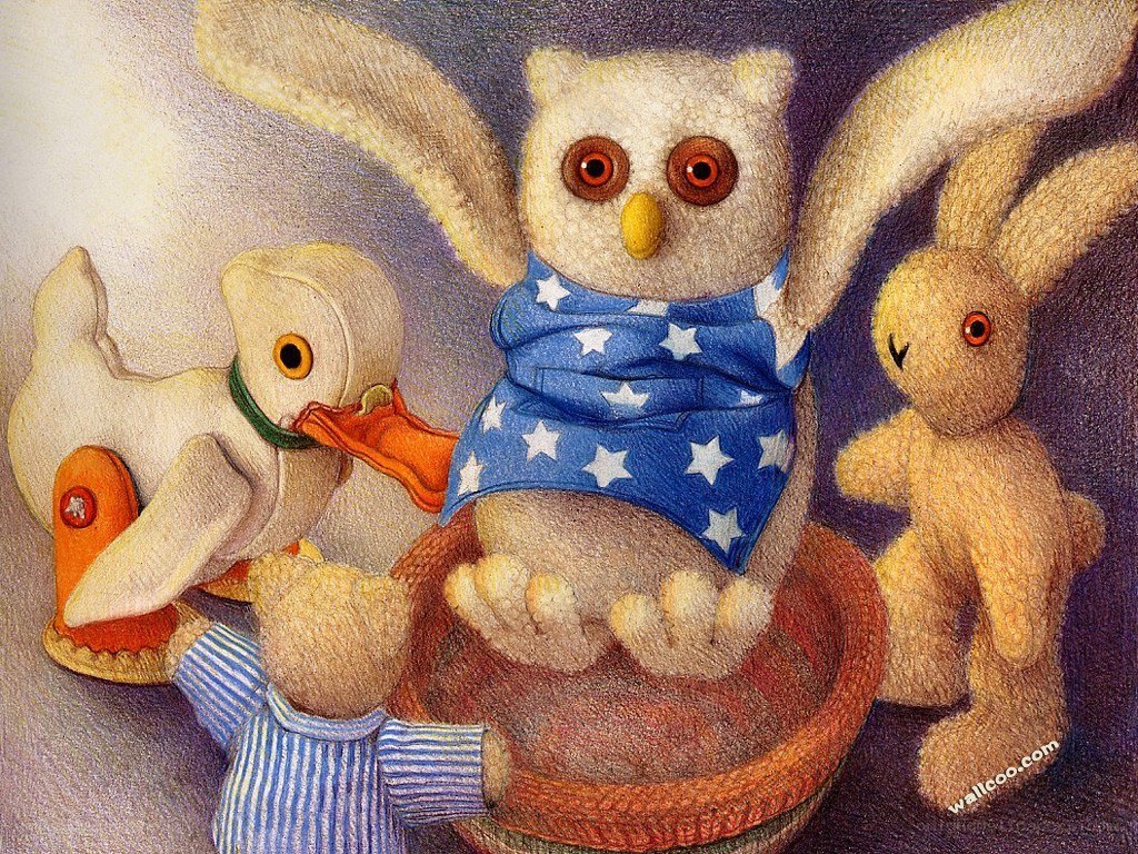 Stuffed animals in a basket