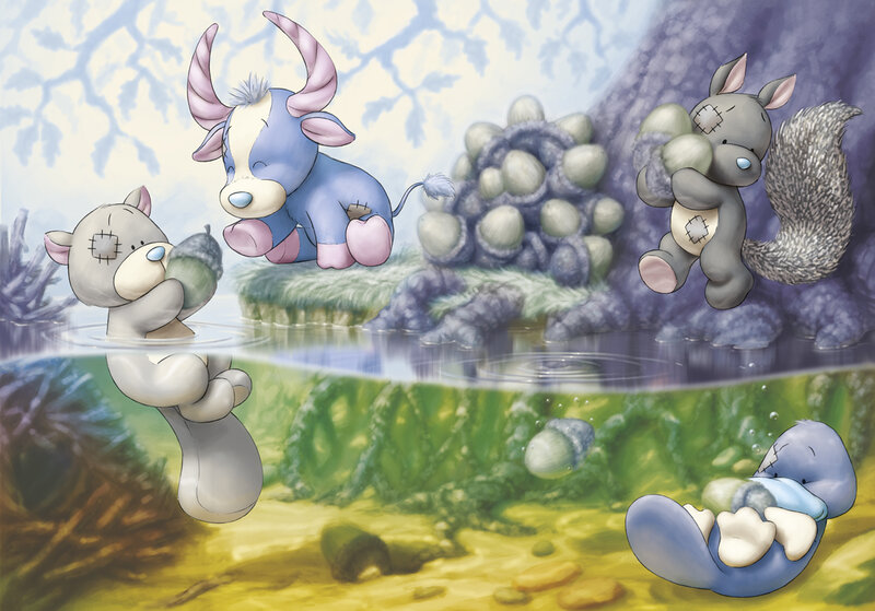 Stuffed Animals in Pond — Blue