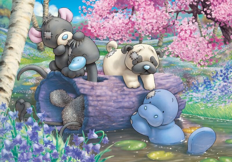 Stuffed Animals in Pond — Pink
