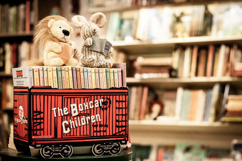 Stuffed Animals on Books — Red