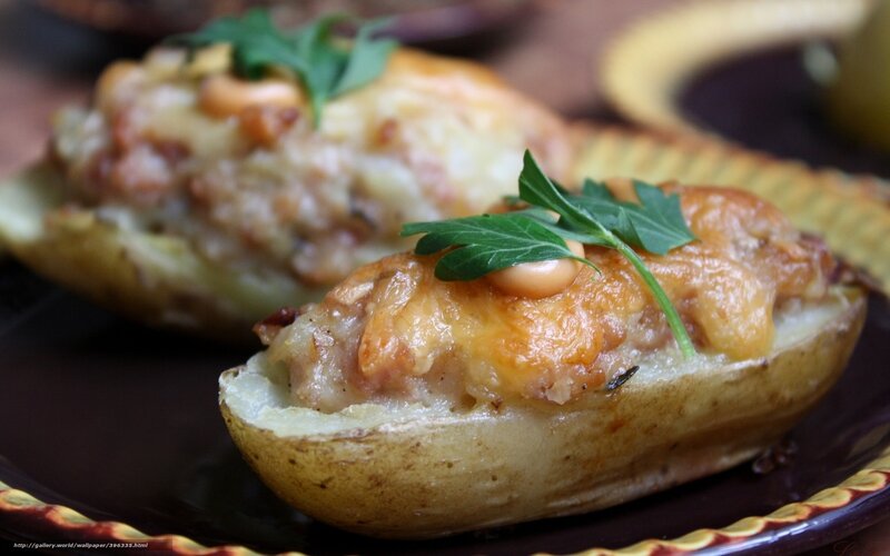 Stuffed Baked Potatoes — Brown, Appetizing