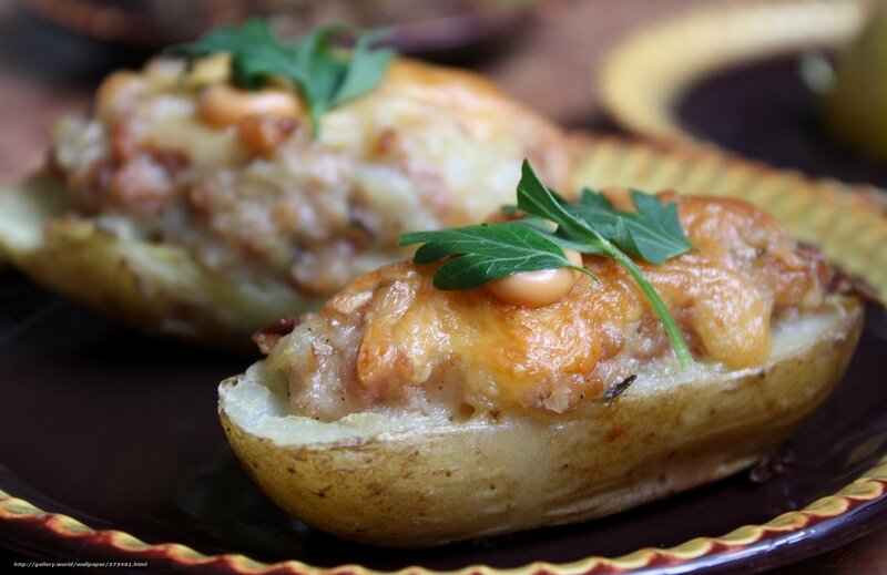 Stuffed Baked Potatoes — Brown