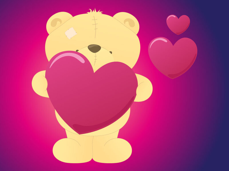 Stuffed Bear Holding Heart — Pink