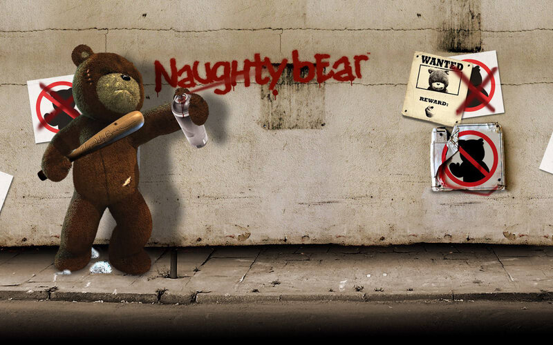 Stuffed Bear Vandalizing Wall