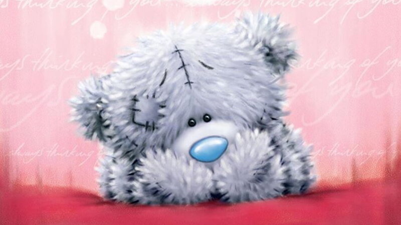 Stuffed Bear with Blue Nose — Pink