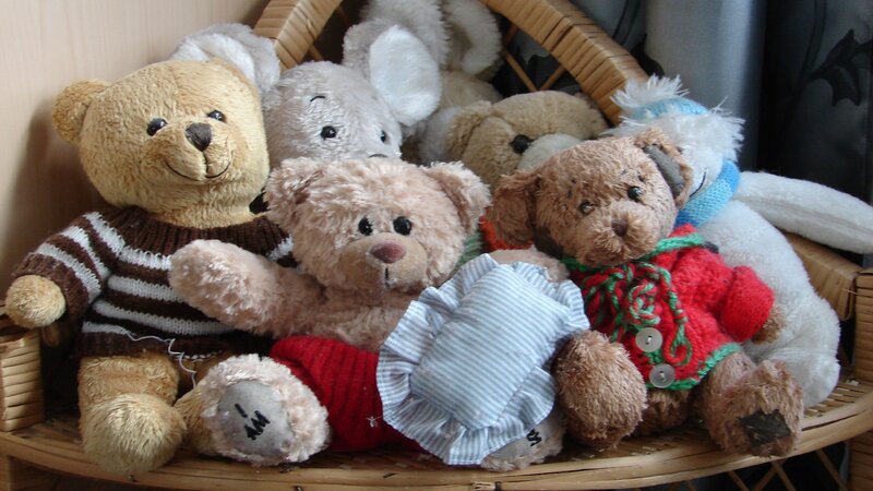 Stuffed Bears in Basket