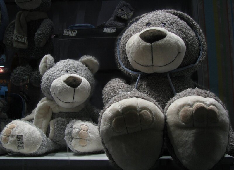 Stuffed bears in display
