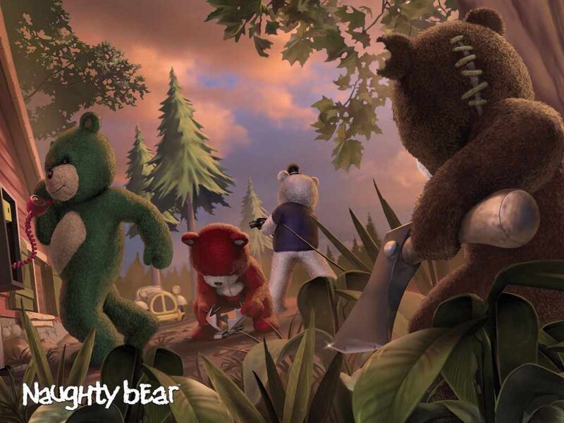 Stuffed Bears in Forest