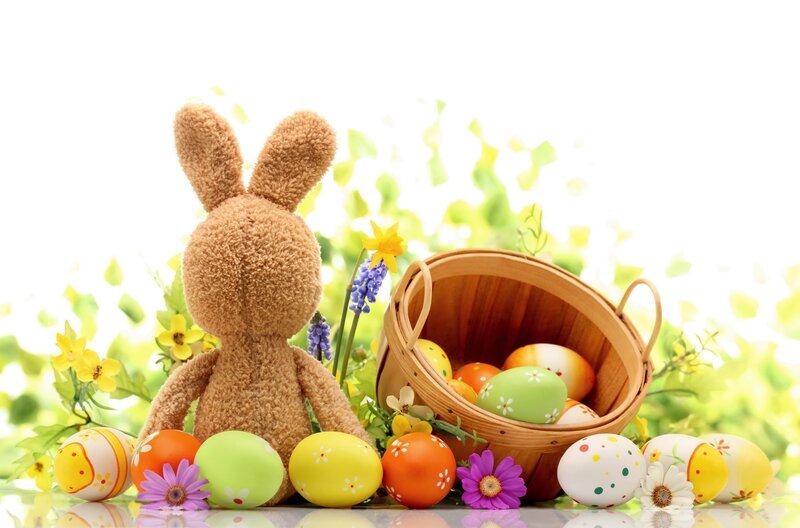 Stuffed Bunny with Eggs — Brown