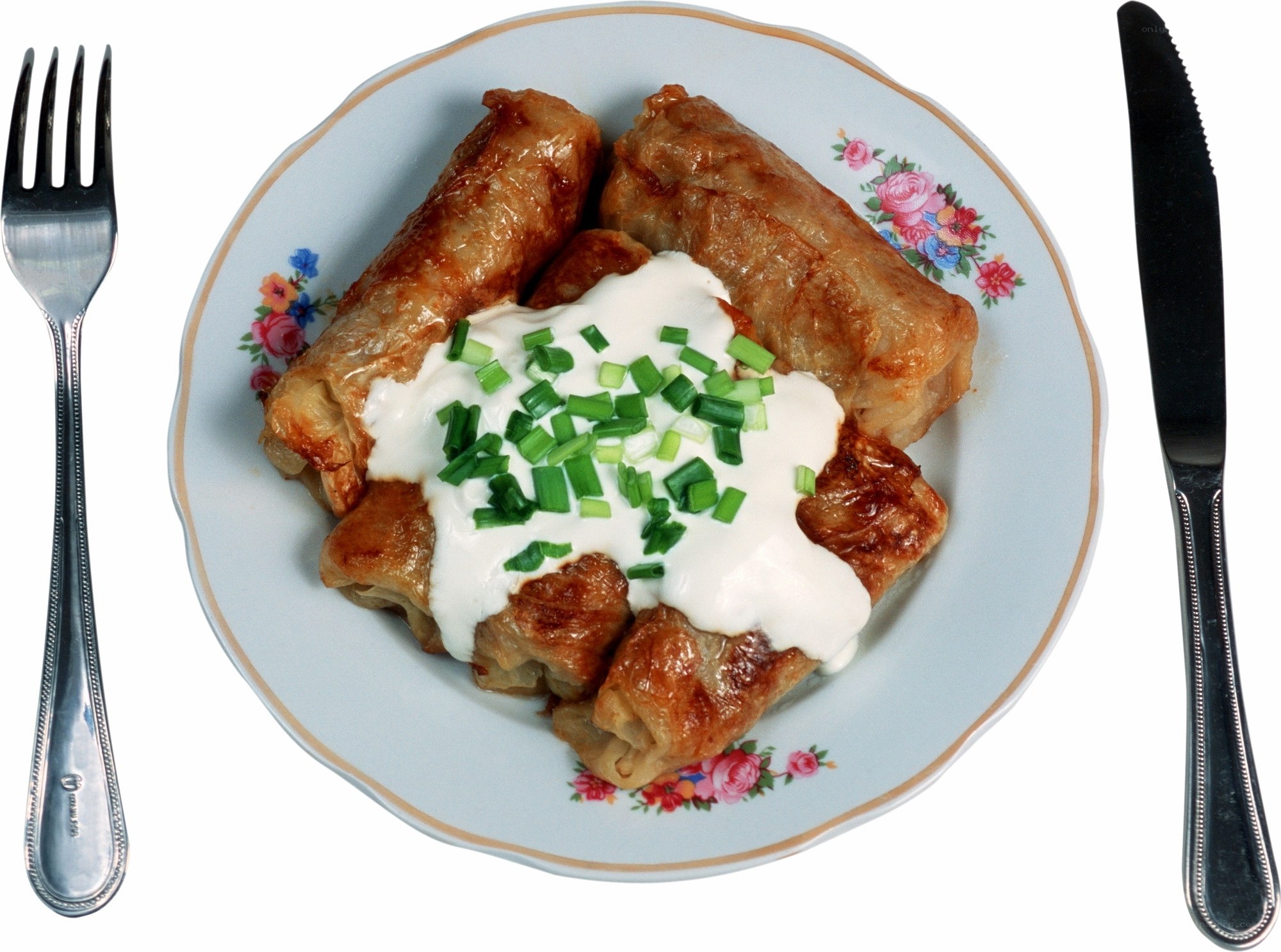 Stuffed cabbage rolls with sour cream