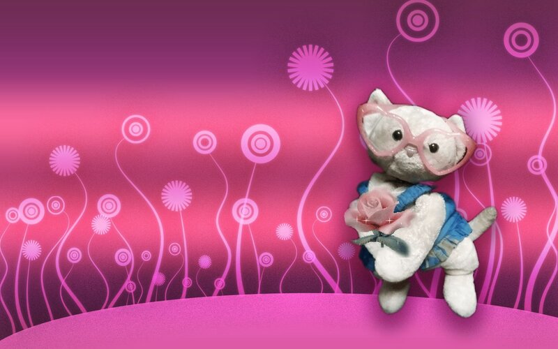 stuffed cat with rose