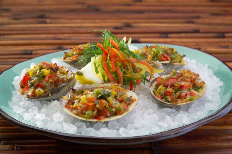 Stuffed clams on ice