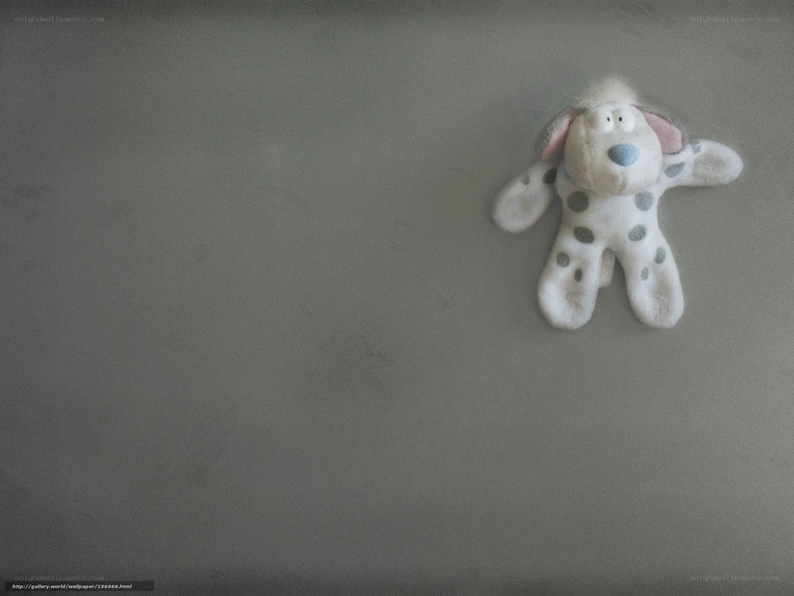Stuffed dog toy on gray surface