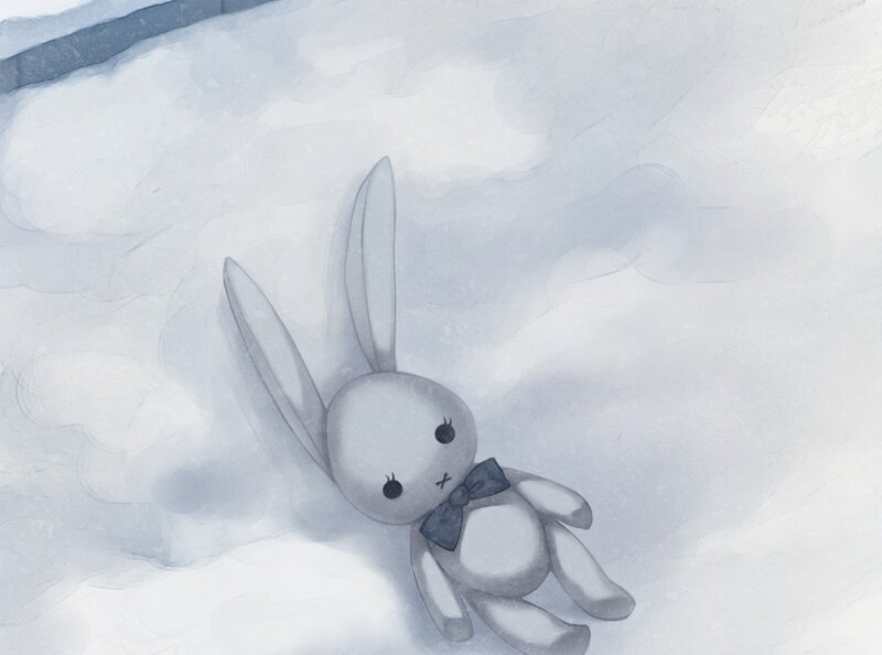 Stuffed Rabbit in Snow — White