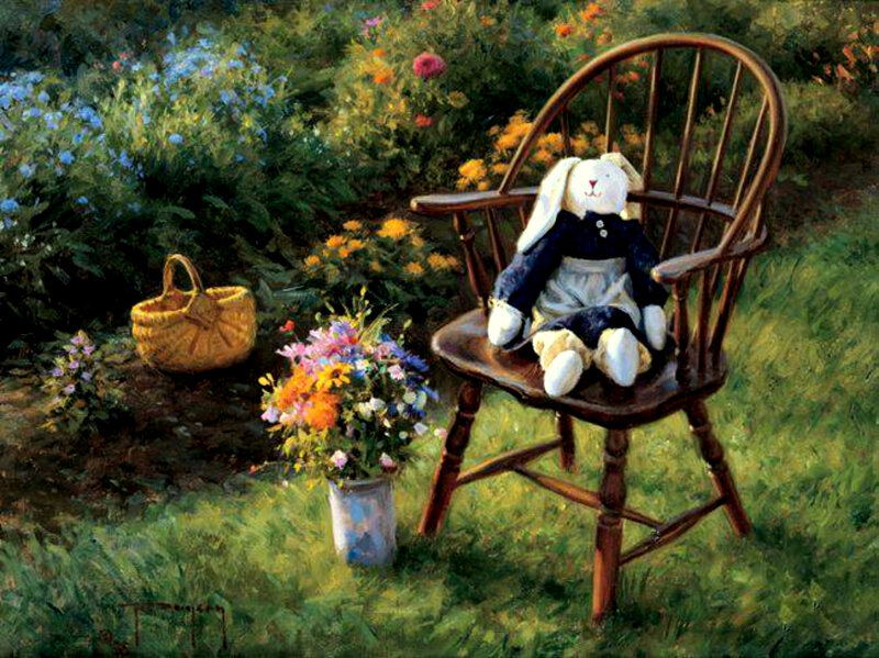 Stuffed Rabbit on Chair