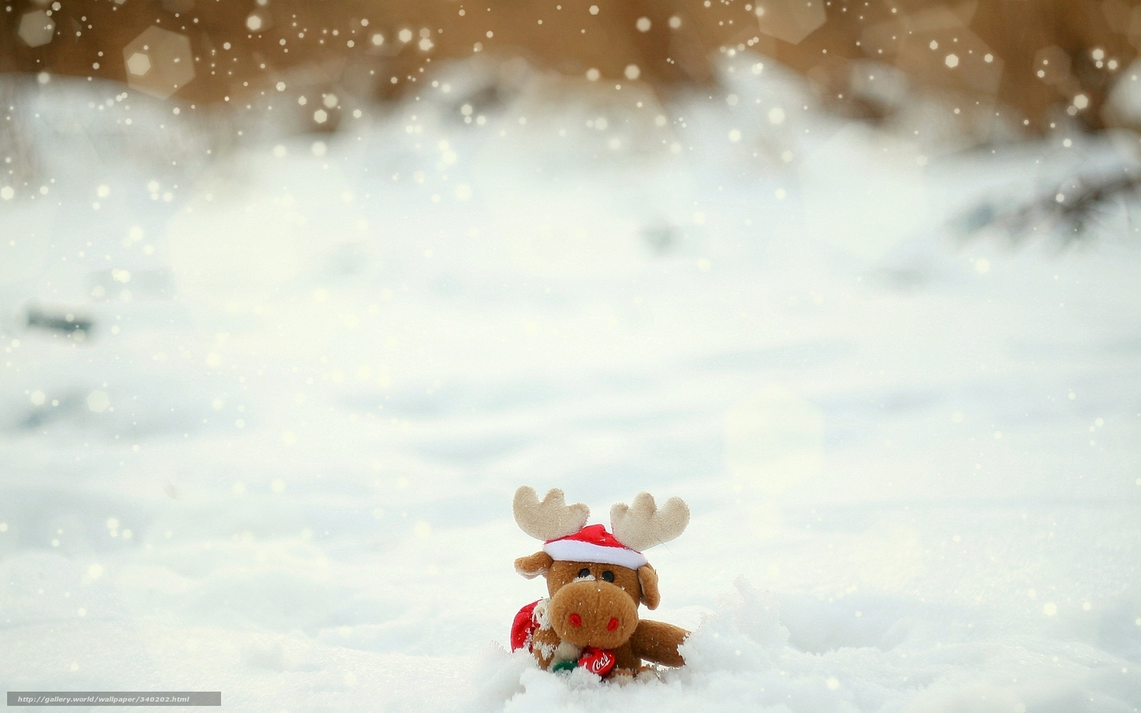 Stuffed reindeer in snow