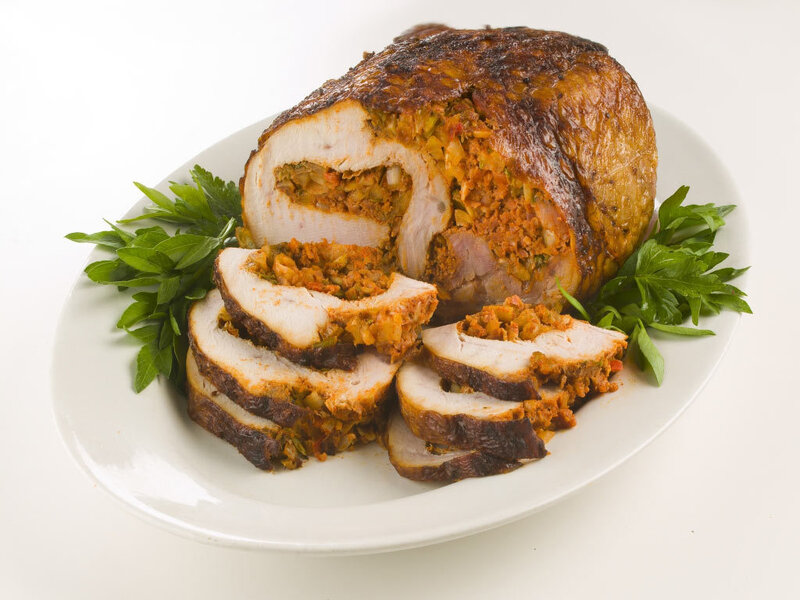 Stuffed roasted turkey breast