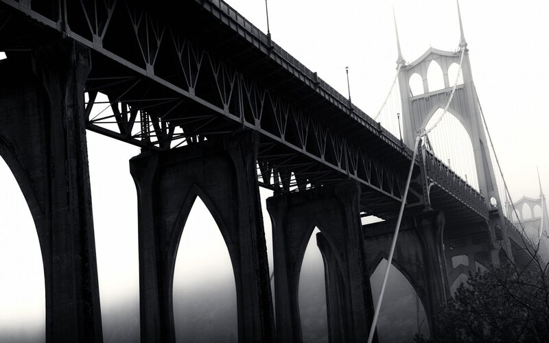 Stunning bridge in fog