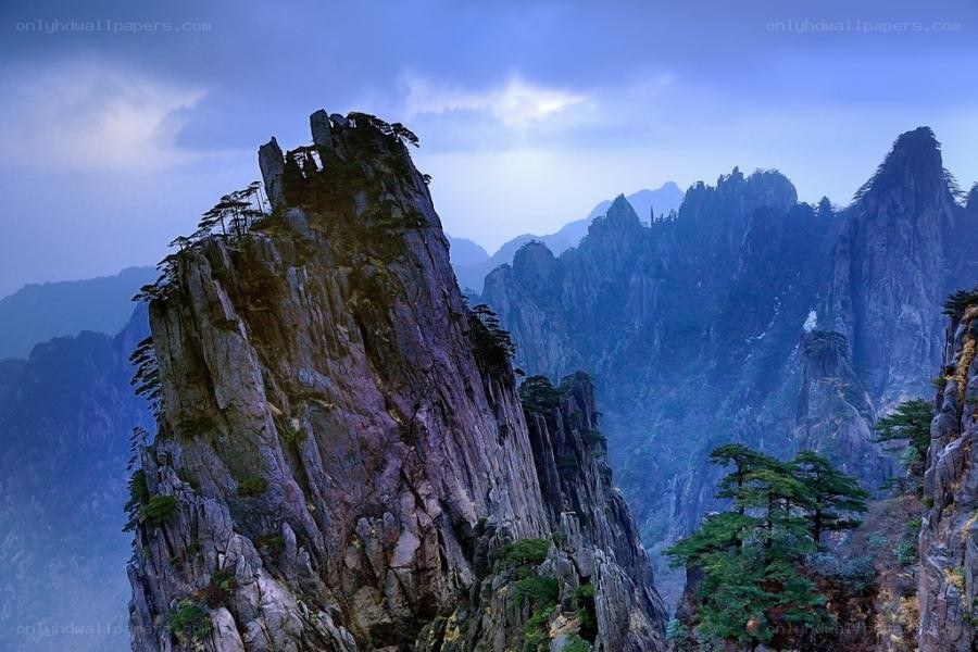 Stunning mountain peak at dusk