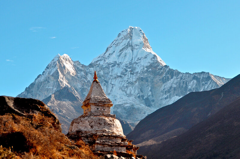 Stupa with Ama Dablam mountain