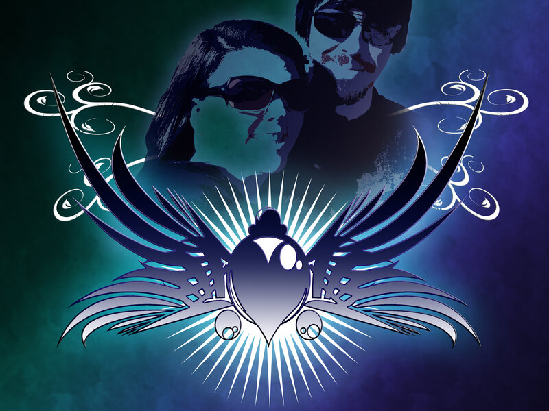 stylized bird with couple