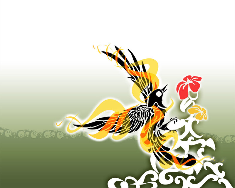 stylized bird with floral elements