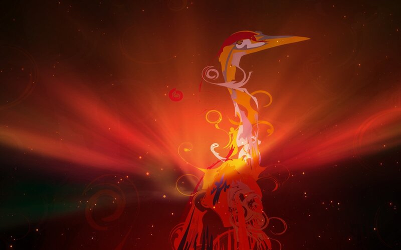stylized bird with radiant light