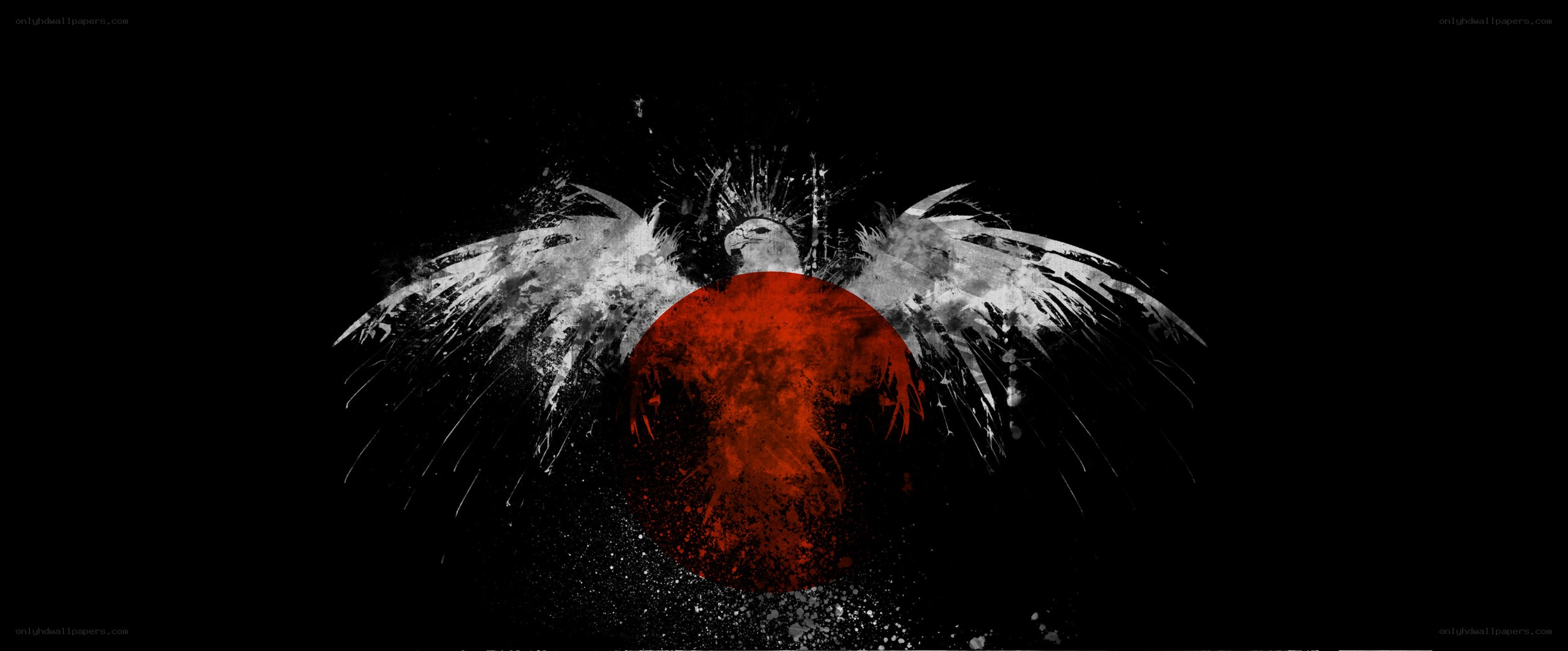stylized bird with red circle
