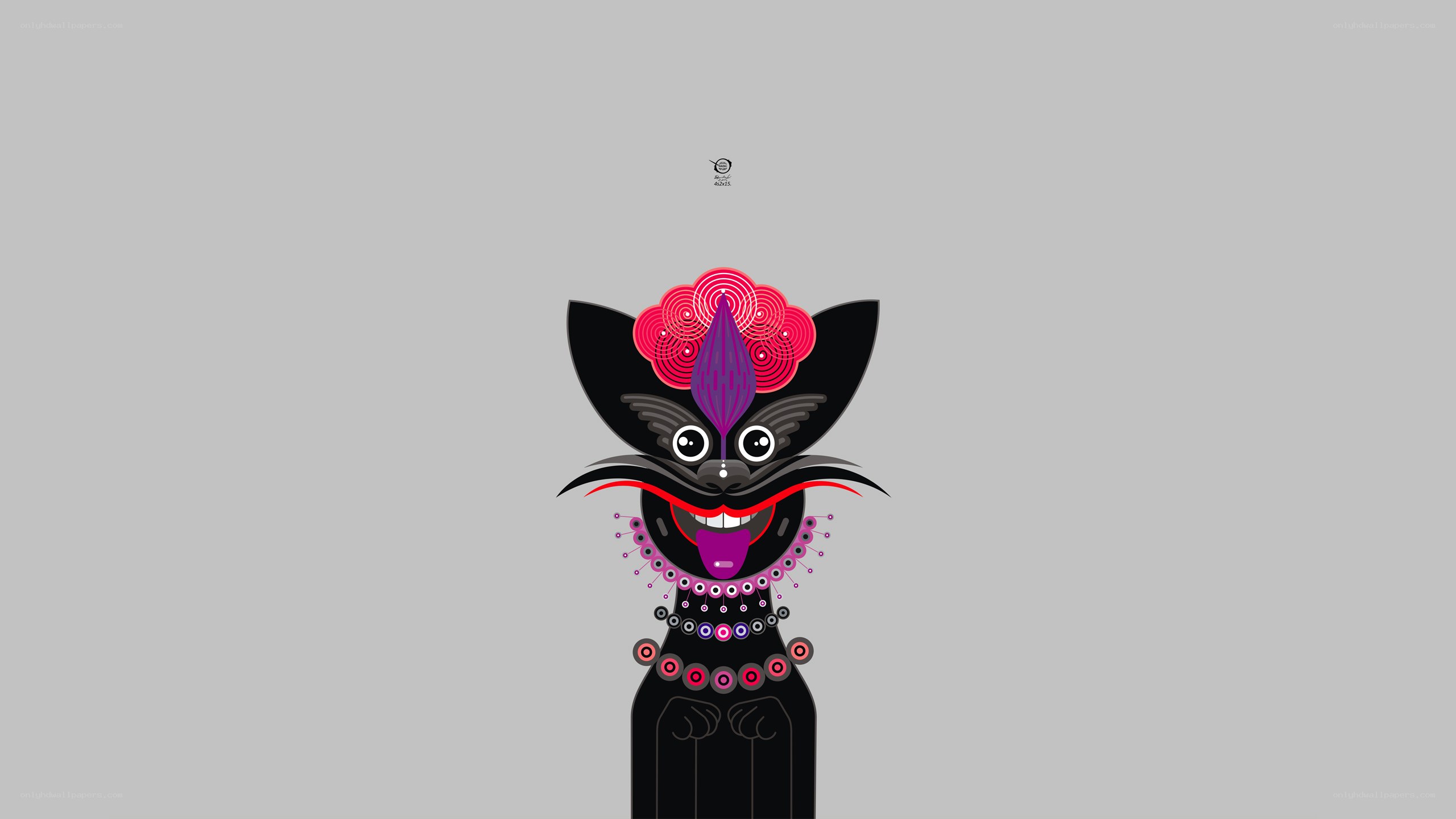 stylized cat with floral crown