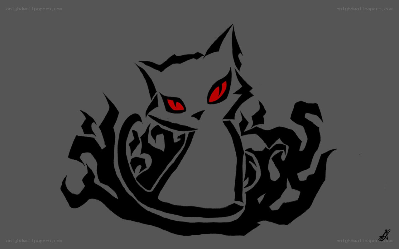 stylized cat with red eyes