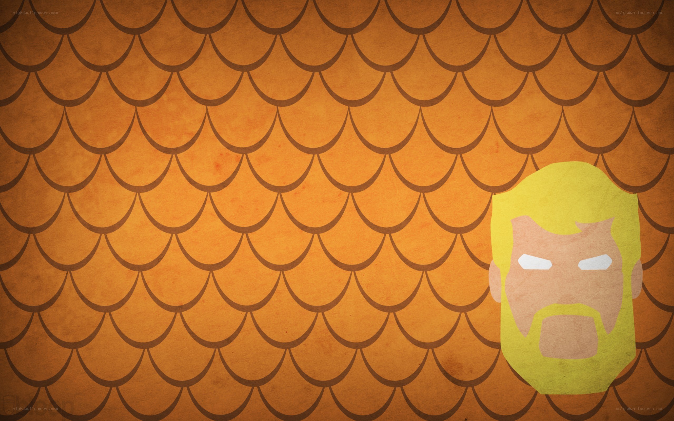 stylized character head on scales