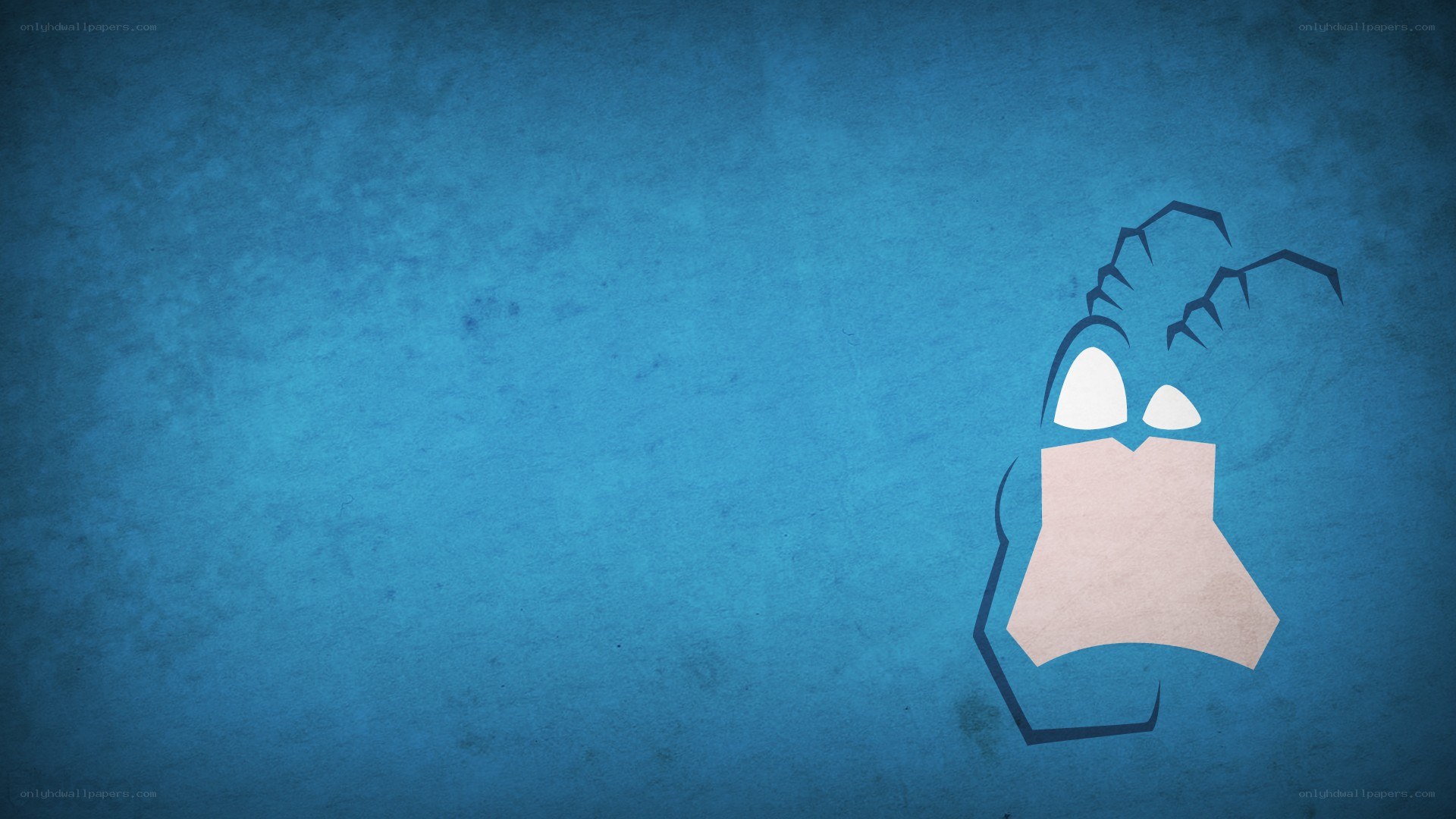 stylized character on blue background