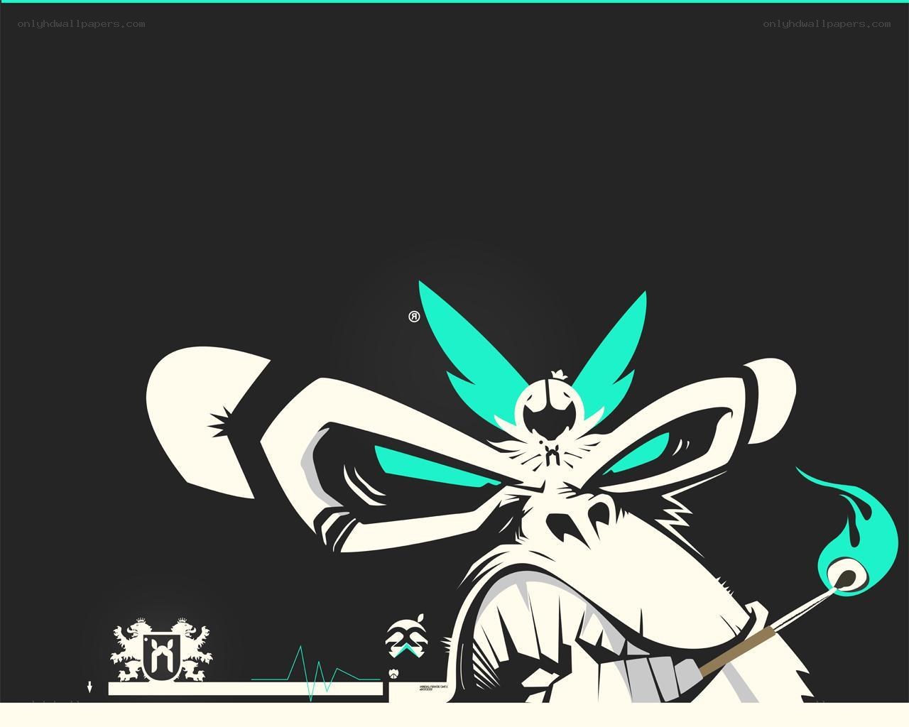 stylized character with glowing eyes