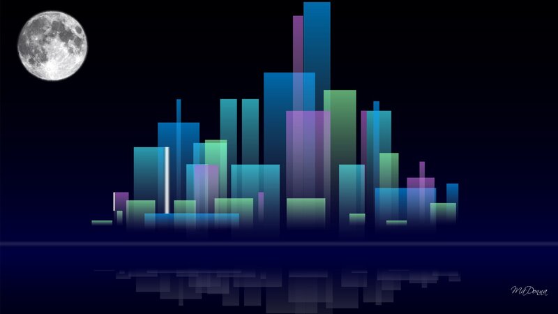 Stylized City Skyline — Blue